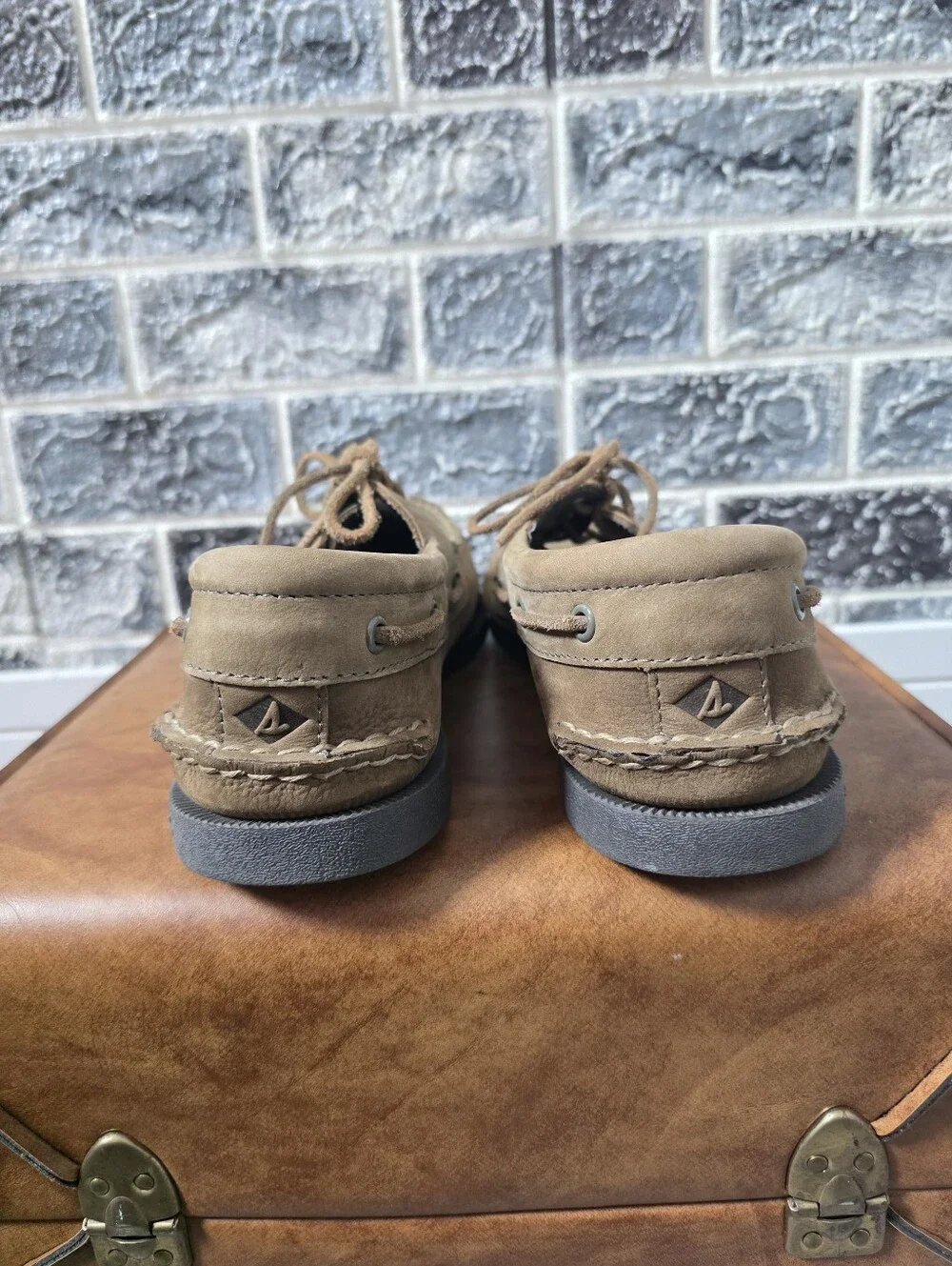 Sperry Top Sider Men's Leather Olive Slip On Shoes Size 10M